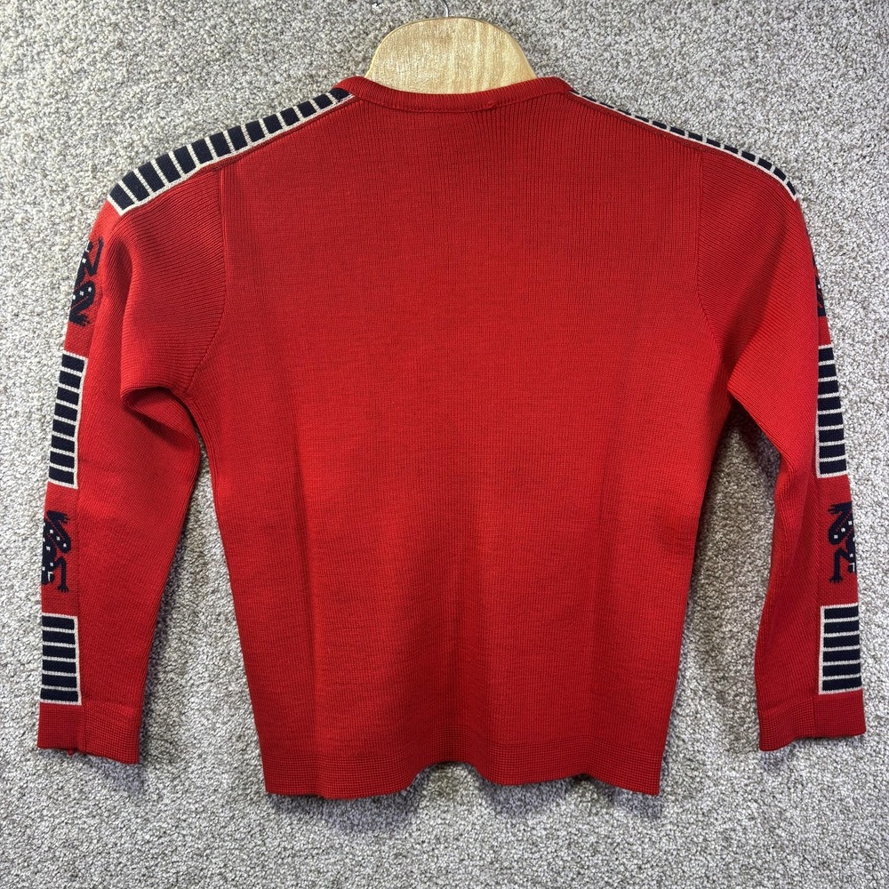 Demetre Sweater Mens Medium Red Wool Crewneck Knit Pullover Graphic Print - Picture 9 of 9